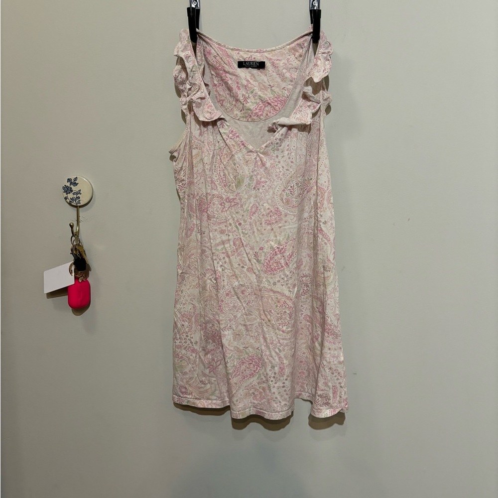 Lauren Ralph Lauren Cream and Pink Paisley Nightgown